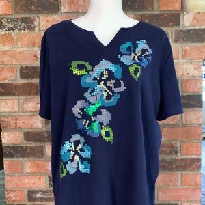 Short sleeve sequined embellished top